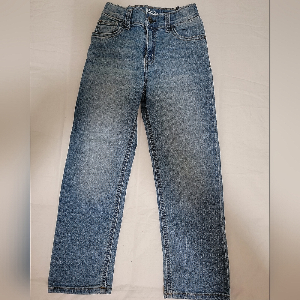 OshKosh jeans, big boys size 6R, light stone washed blue, adj waist